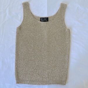 1980s Suzette Metallic Gold Vintage Women's Scoop Neck Knit Glitter Tank
